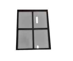 Vast stalen raam 750x950mm zwart met dubbel glas - 4 vakken