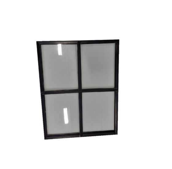 Vast stalen raam 750x950mm zwart met dubbel glas - 4 vakken