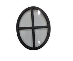 Stalen ossenoog 620x800mm vast met dubbel glas - zwart gecoat