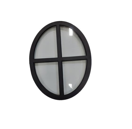 Stalen ossenoog 620x800mm vast met dubbel glas - zwart gecoat