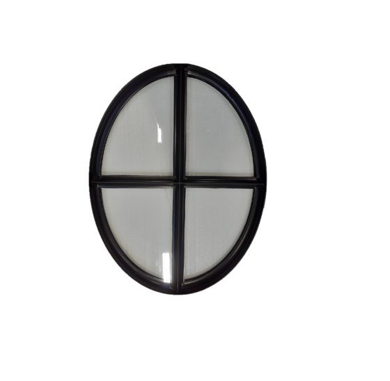 Stalen ossenoog 620x800mm vast met dubbel glas - zwart gecoat
