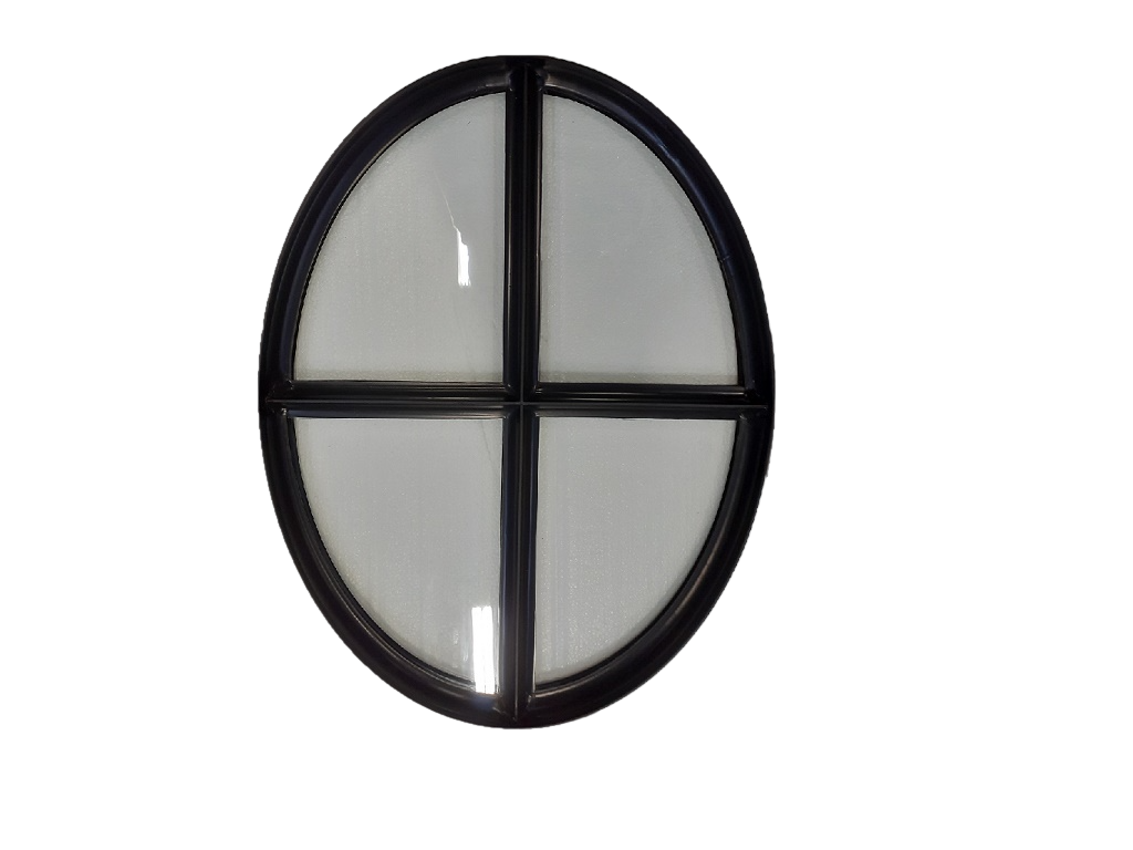 Stalen ossenoog 620x800mm vast met dubbel glas - zwart gecoat