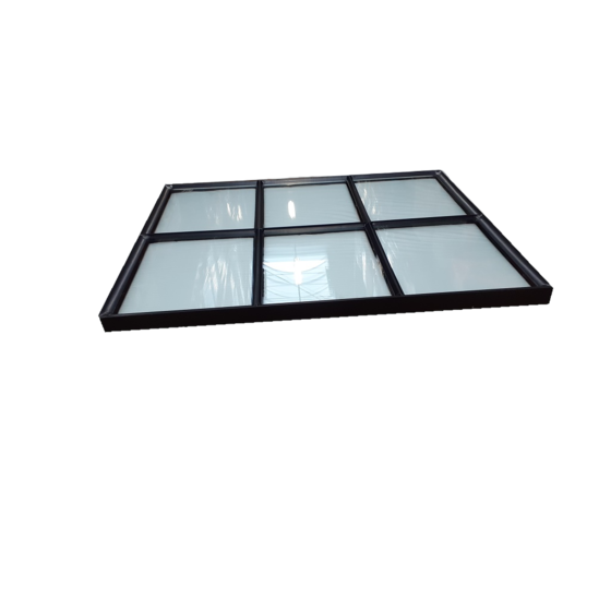 Vast stalen raam 980x820mm zwart met dubbel glas - 6-ruits verdeling