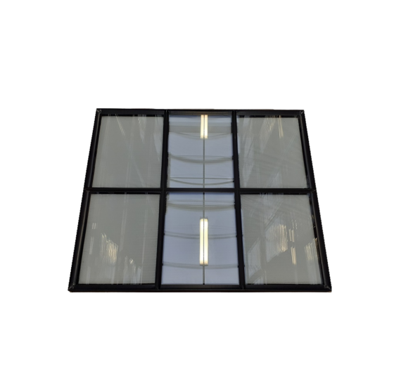 Vast stalen raam 980x820mm zwart met dubbel glas - 6-ruits verdeling