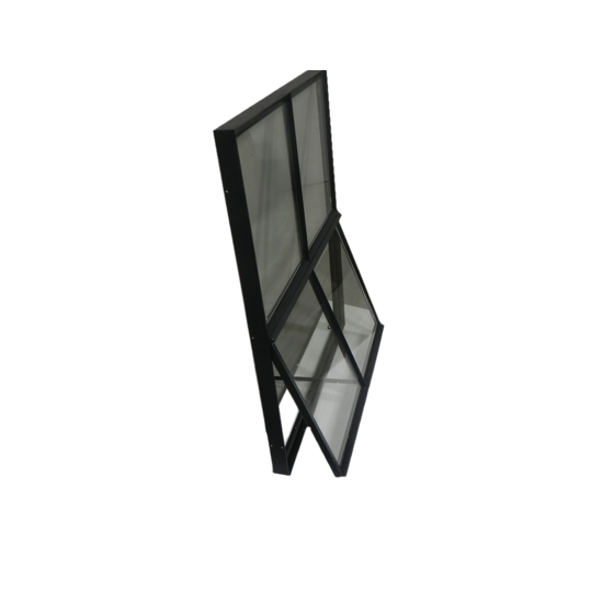 Openklapbaar stalen raam 750x950mm zwart dubbel glas 50mm diep