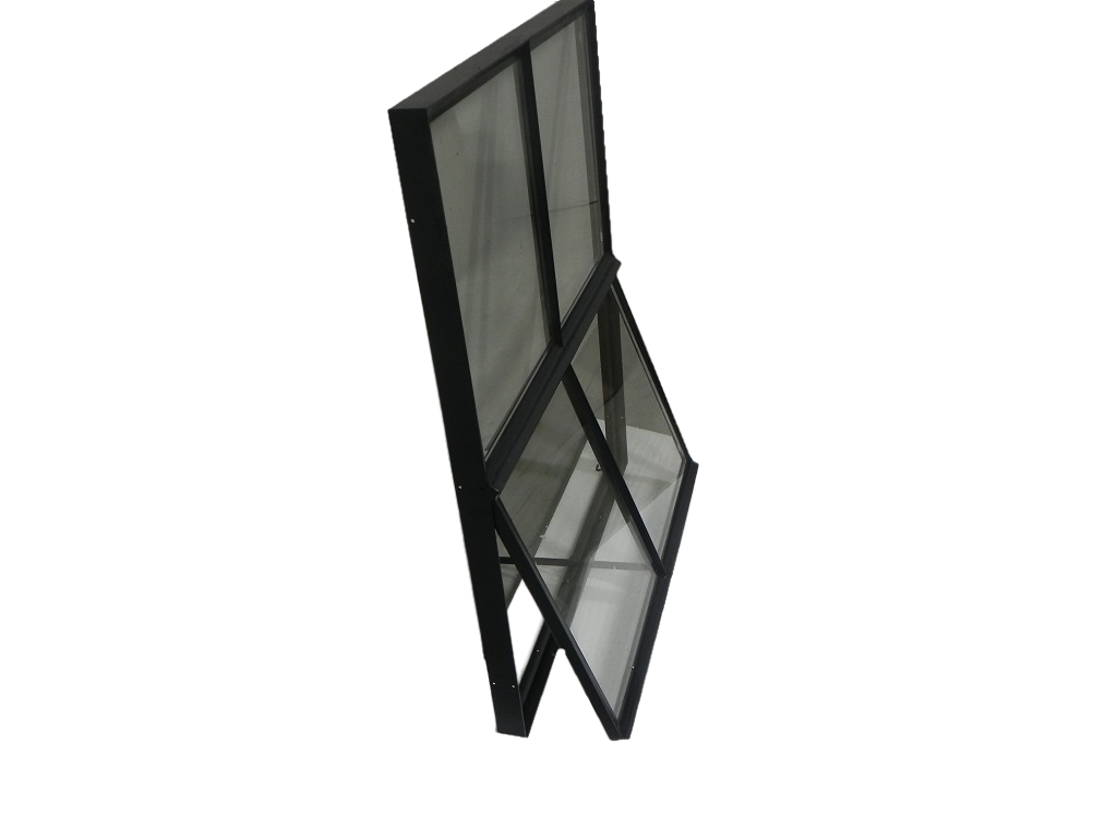 Openklapbaar stalen raam 750x950mm zwart dubbel glas 50mm diep