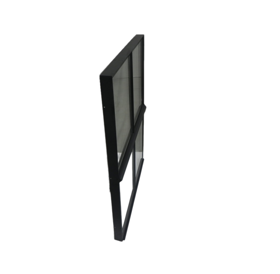 Openklapbaar stalen raam 750x950mm zwart dubbel glas 50mm diep