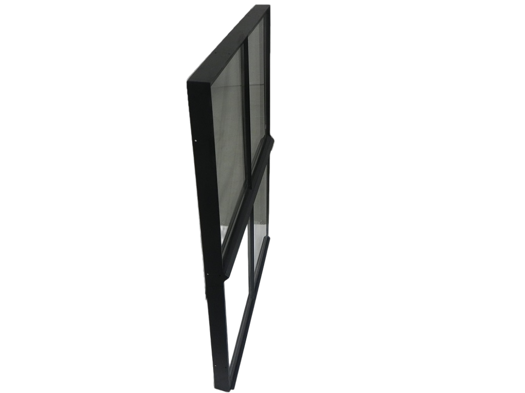 Openklapbaar stalen raam 750x950mm zwart dubbel glas 50mm diep