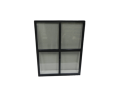 Stalen raam - 750x950mm (open) - Zwarte structuurcoating dubbel glas