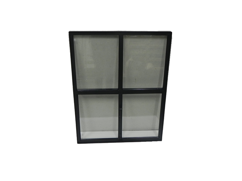 Openklapbaar stalen raam 750x950mm zwart dubbel glas 50mm diep