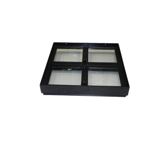 Openklapbaar stalen raam 400x400mm zwart dubbel glas - vierkant