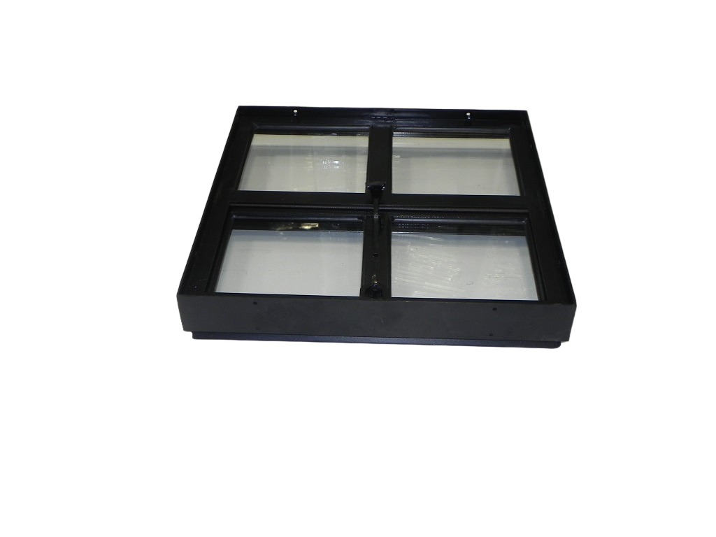 Openklapbaar stalen raam 400x400mm zwart dubbel glas - vierkant
