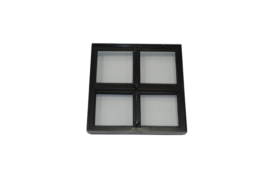 Openklapbaar stalen raam 400x400mm zwart dubbel glas - vierkant