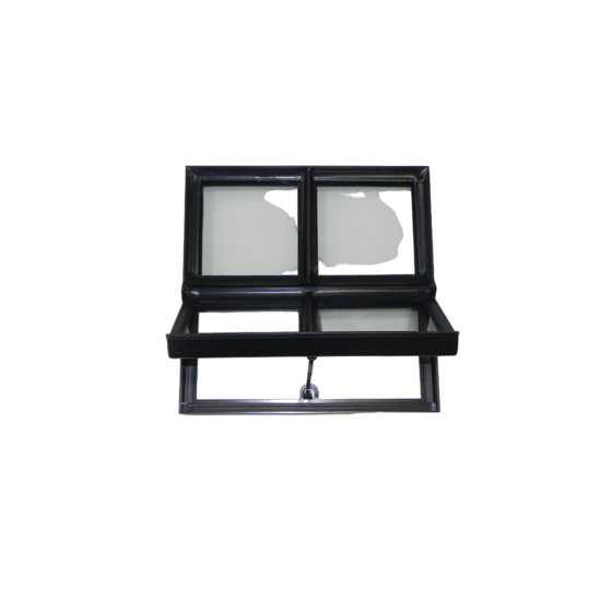 Openklapbaar stalen raam 400x400mm zwart dubbel glas - vierkant