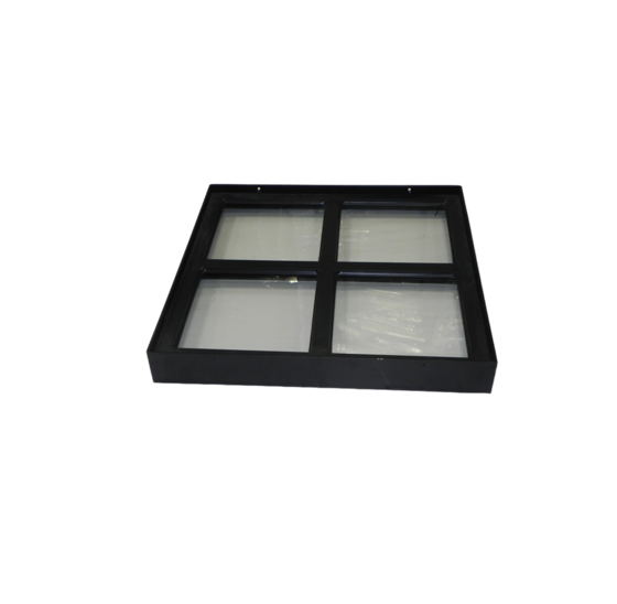 Vast stalen raam 400x400mm zwart gecoat met dubbel glas