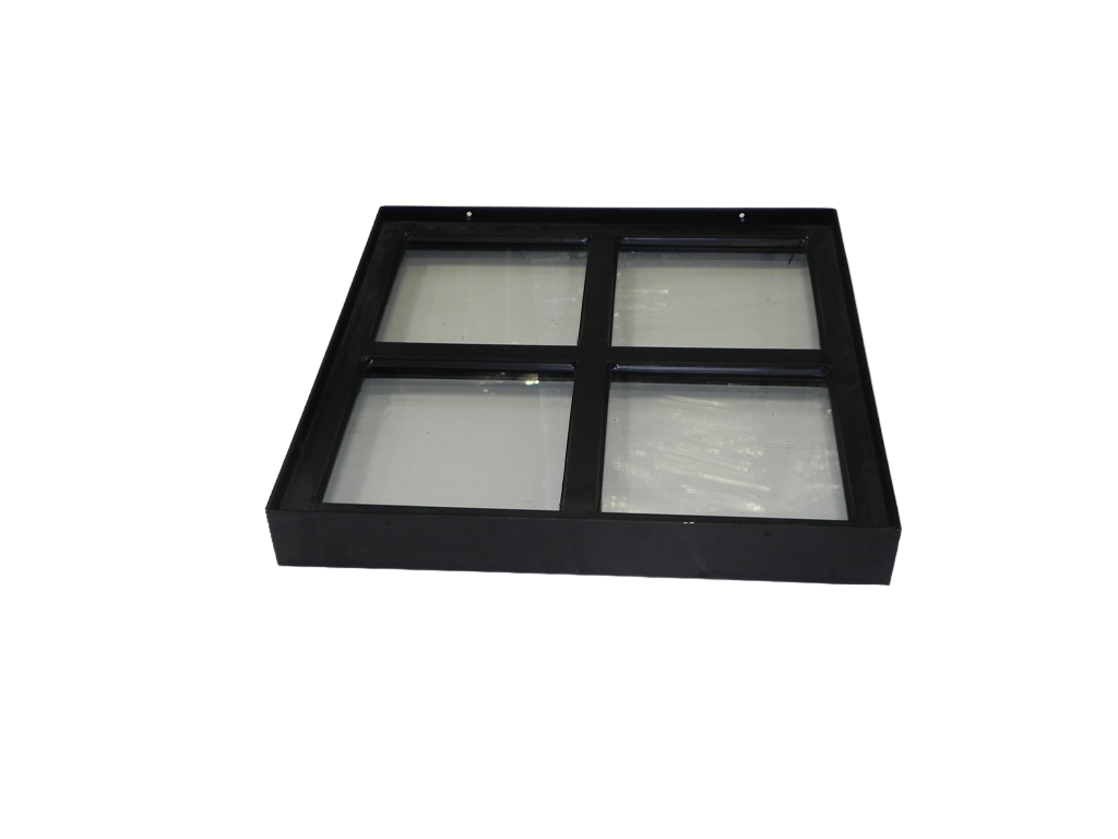 Vast stalen raam 400x400mm zwart gecoat met dubbel glas