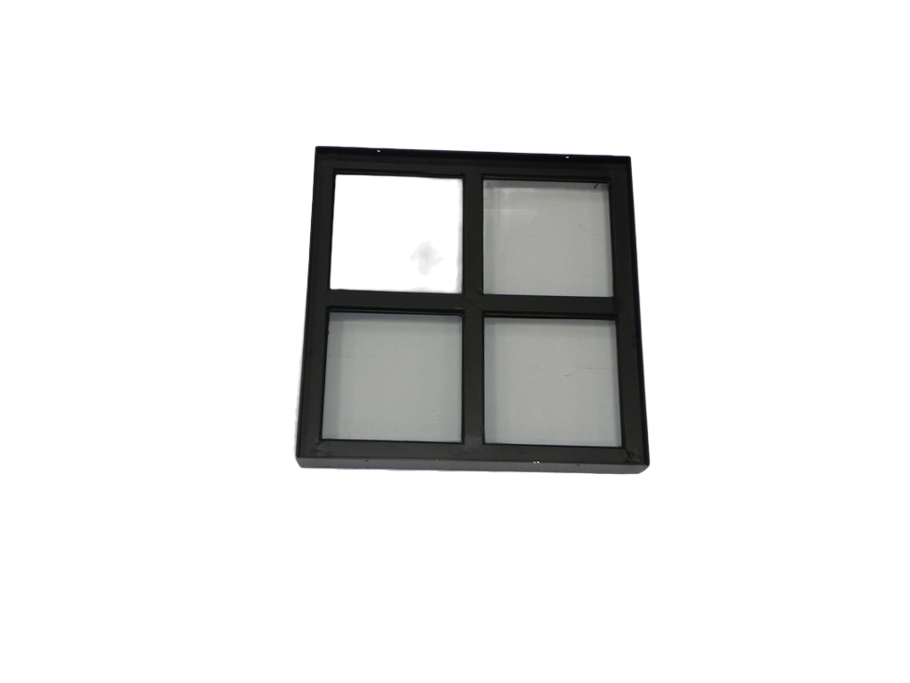 Vast stalen raam 400x400mm zwart gecoat met dubbel glas