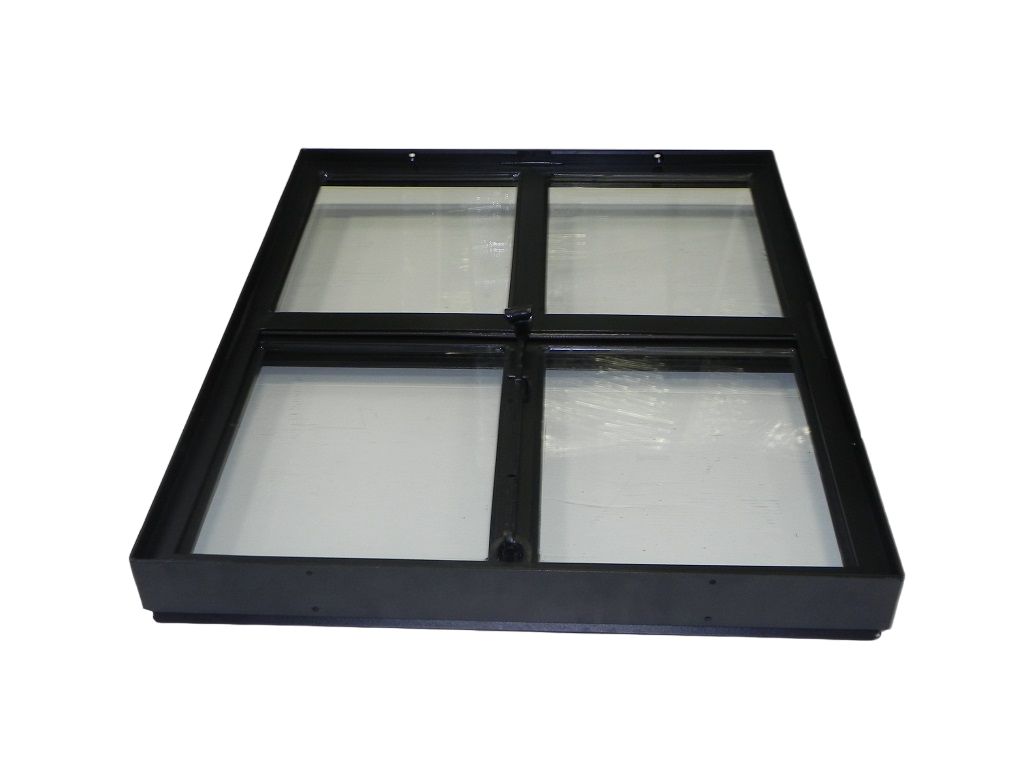 Openklapbaar stalen raam 500x600mm zwart dubbel glas 4-ruits