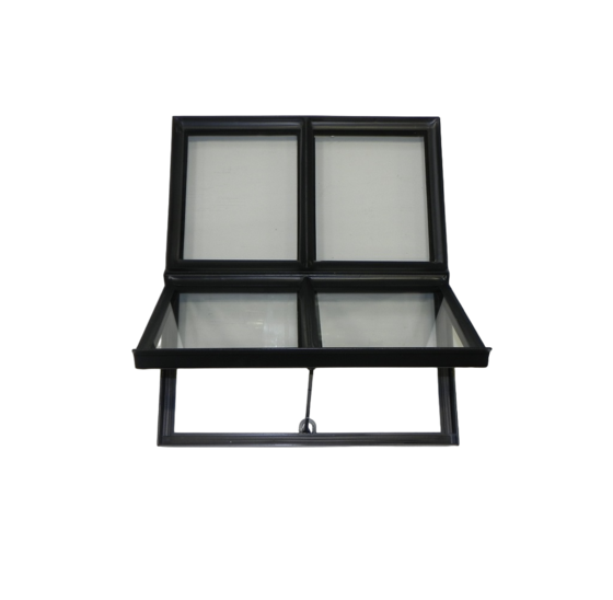 Openklapbaar stalen raam 500x600mm zwart dubbel glas 4-ruits