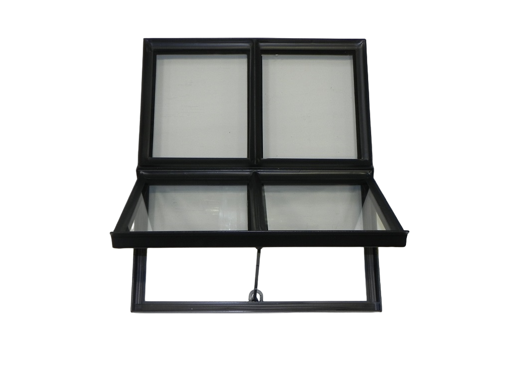 Openklapbaar stalen raam 500x600mm zwart dubbel glas 4-ruits