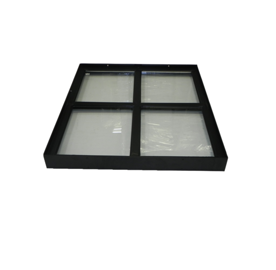 Stalen vast raam 500x600mm zwart met dubbel glas - 4 vlakken