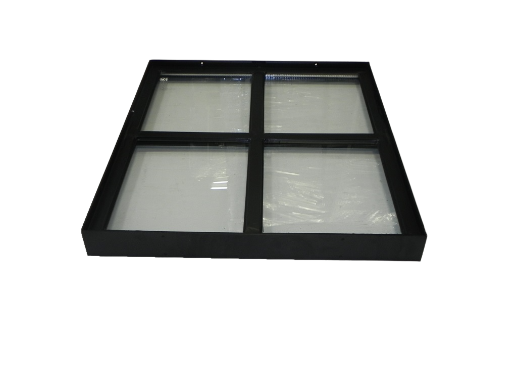 Stalen raam - 500x600mm (vast) - Zwarte structuurcoating dubbel glas