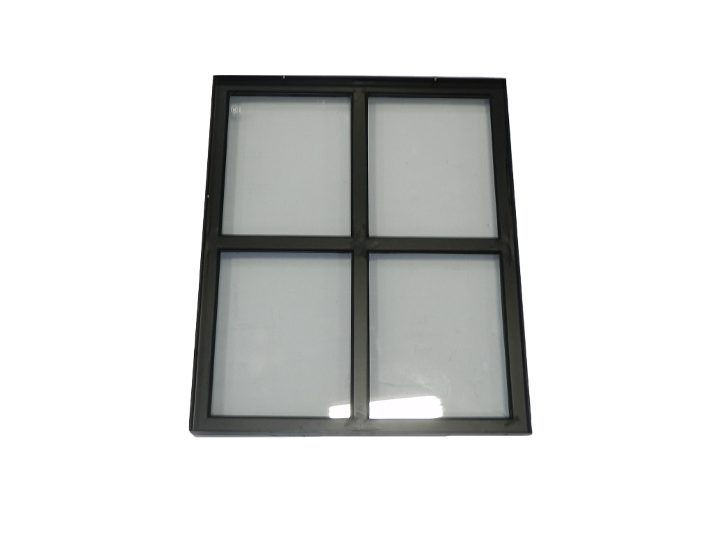 Stalen raam - 500x600mm (vast) - Zwarte structuurcoating dubbel glas