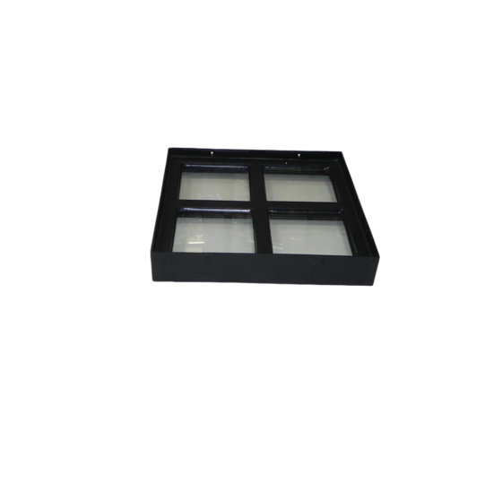 Vast stalen raam 300x300mm met dubbel glas - zwart gecoat
