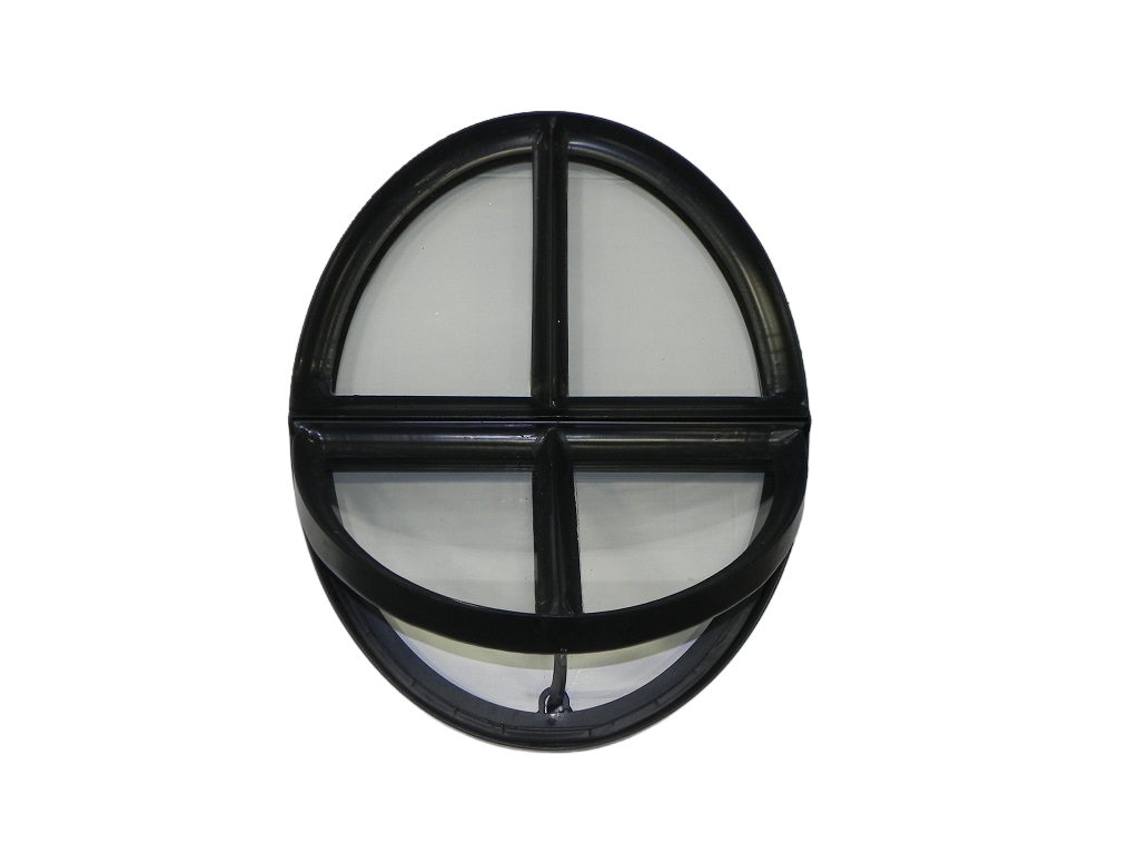 Openklapbaar ossenoog 510x640mm staal zwart - dubbel glas 60mm diep