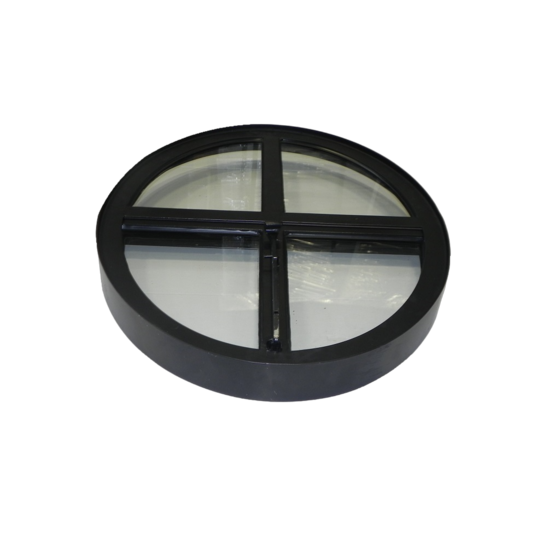 Openklapbaar ossenoog 510x640mm staal zwart - dubbel glas 60mm diep