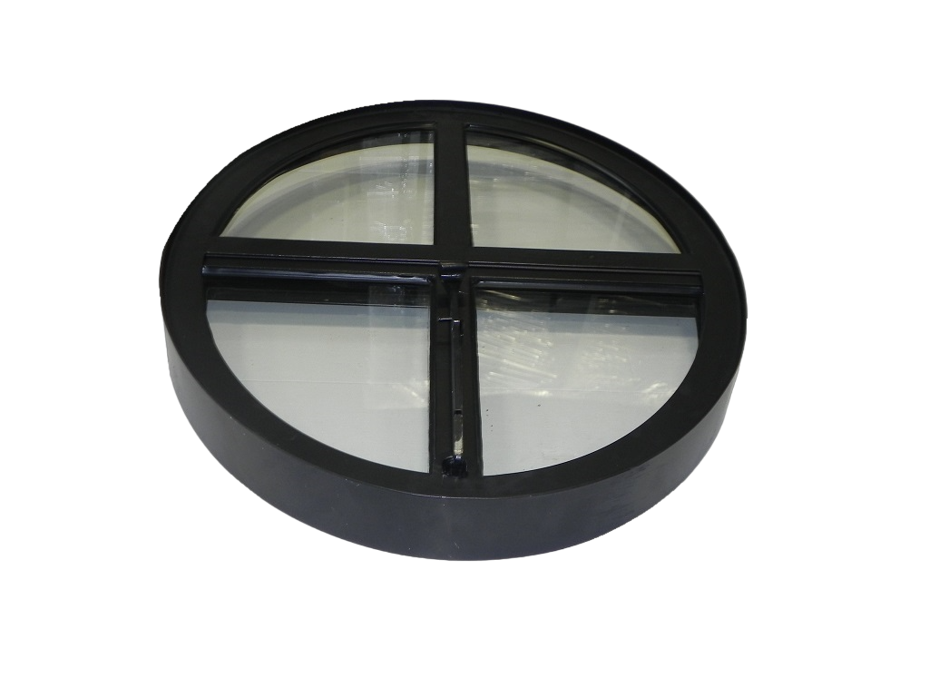 Openklapbaar ossenoog 510x640mm staal zwart - dubbel glas 60mm diep