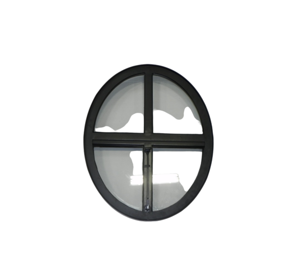 Openklapbaar ossenoog 510x640mm staal zwart - dubbel glas 60mm diep