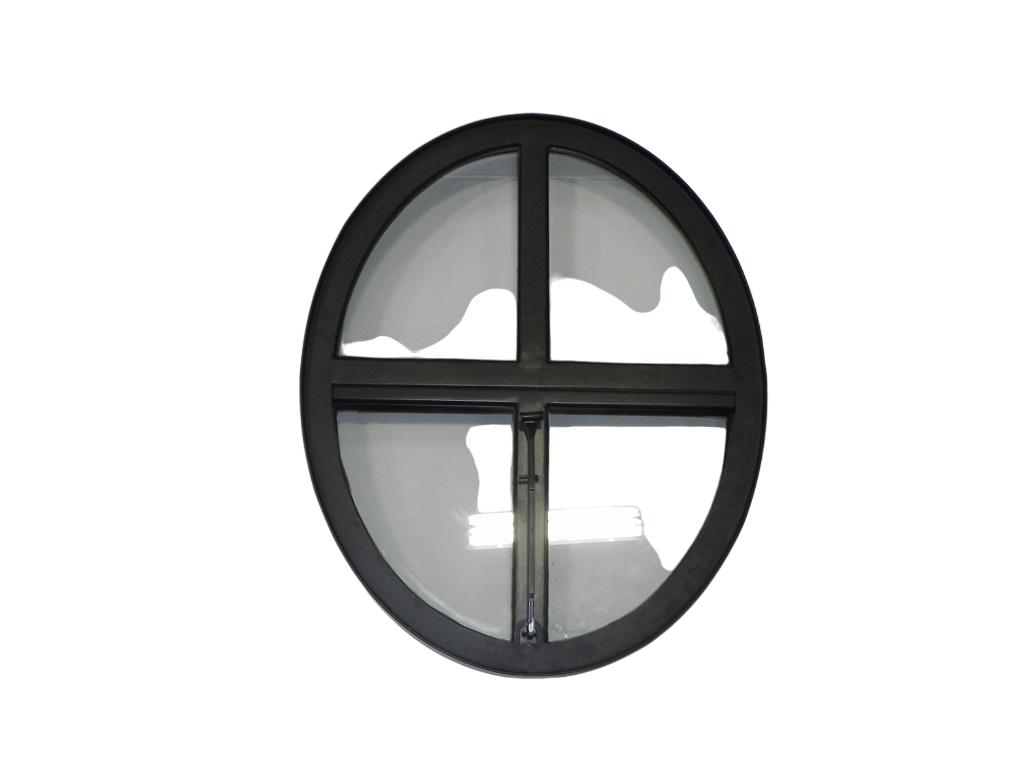 Openklapbaar ossenoog 510x640mm staal zwart - dubbel glas 60mm diep