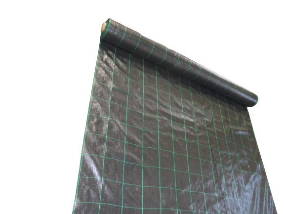 Worteldoek 1,25x100m ongecoat 105g/m² zwartgroen met ruitpatroon