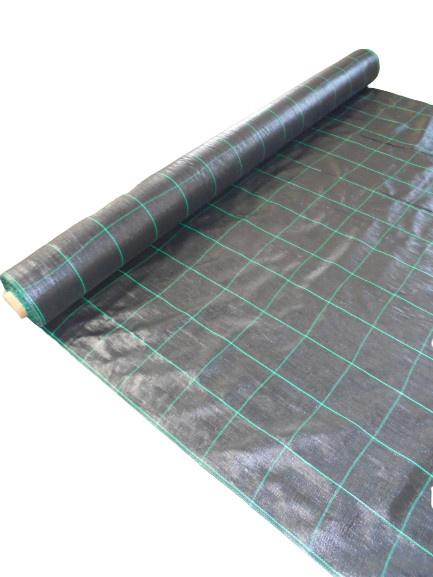 Worteldoek 1,25x100m ongecoat 105g/m² zwartgroen met ruitpatroon
