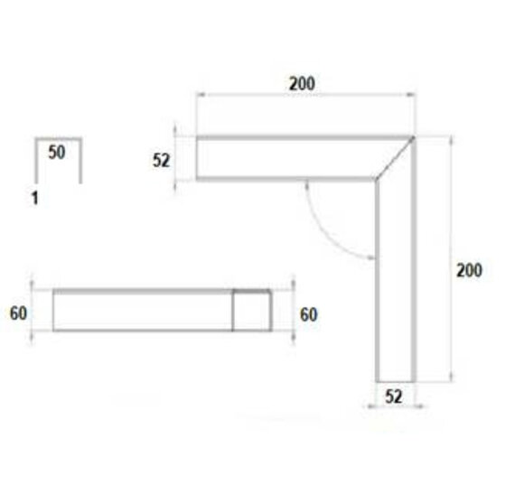 Kantopsluiting cortenstaal hoekprofiel 20x5cm voor betonband