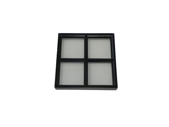Vast stalen raam 400x400mm zwart gecoat met dubbel glas