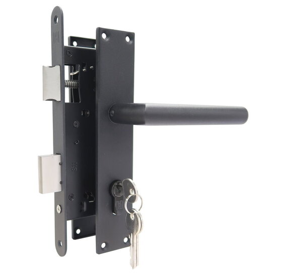 Deurbeslag Set Poortslot RVS 74x170mm Zwart