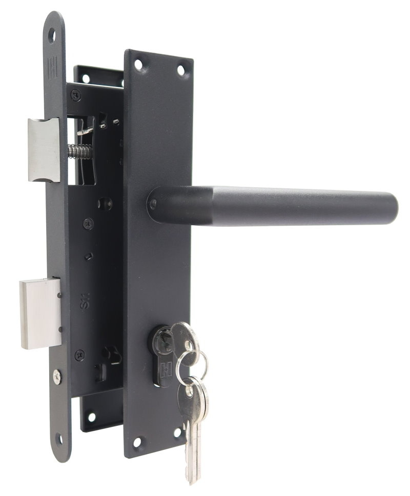 Deurbeslag Set Poortslot RVS 74x170mm Zwart