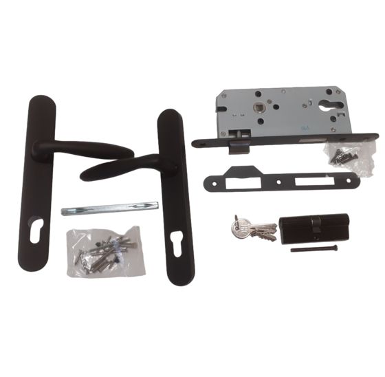 Deurbeslag Set Poortslot RVS 74x170mm Zwart