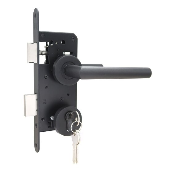 Deurbeslag Set Poortslot RVS 74x170mm Zwart