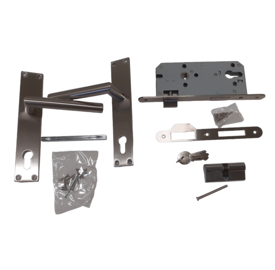 Deurbeslag Set Poortslot RVS 74x170mm - Links/Rechts