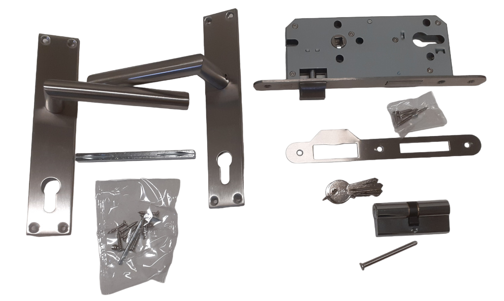 Deurbeslag Set Poortslot RVS 74x170mm - Links/Rechts