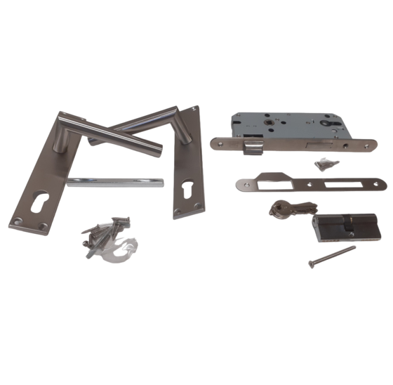 Deurbeslag Set Poortslot RVS 74x170mm - Links/Rechts