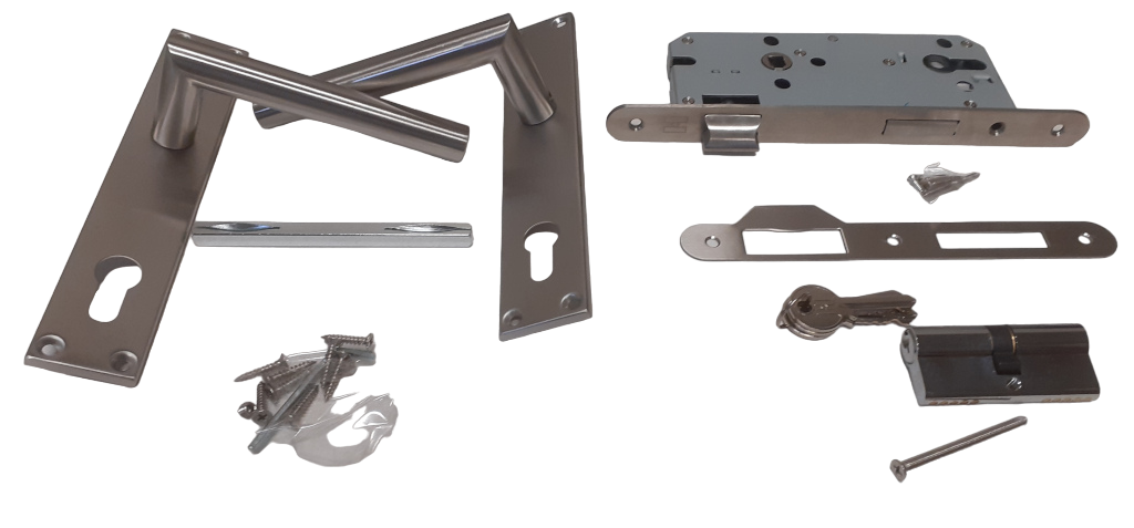 Deurbeslag Set Poortslot RVS 74x170mm - Links/Rechts