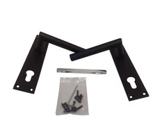 Deurschild en deurkruk stift: 120mm RVS + Zwarte structuurcoating