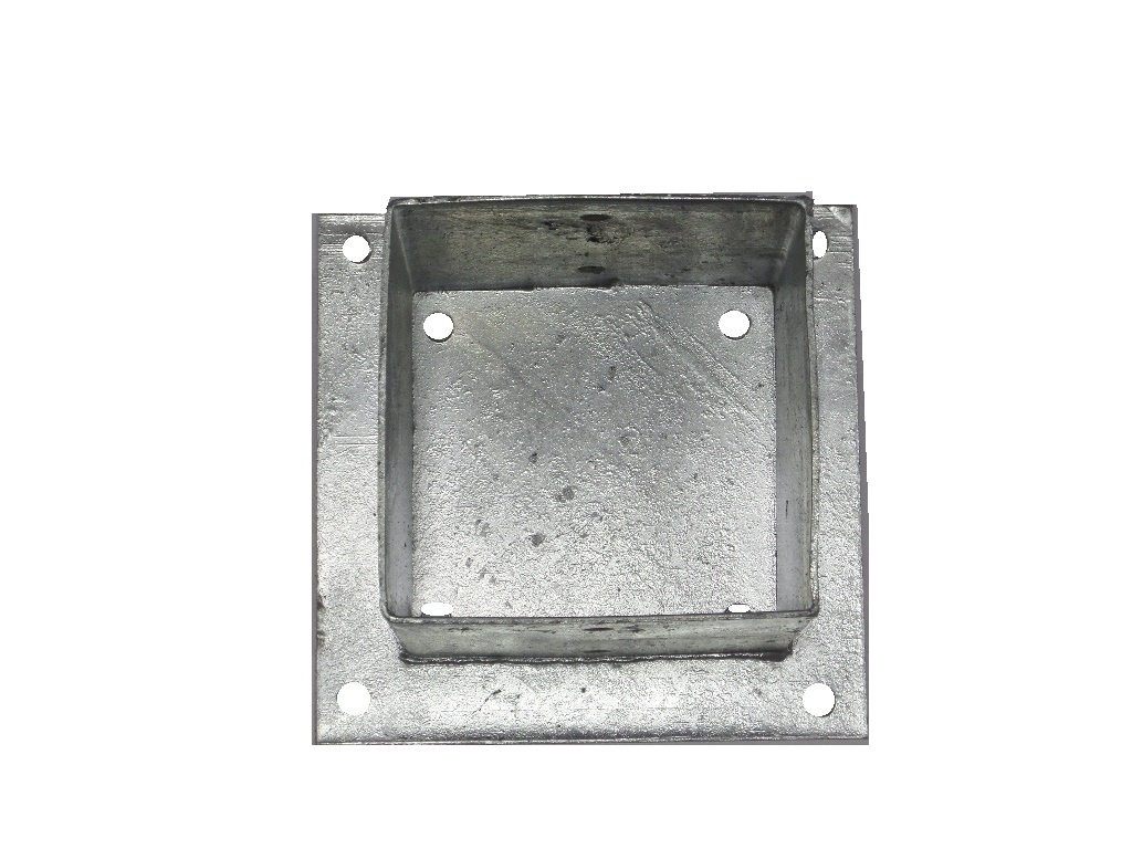 Paalhouder met plaat 151x151x150 mm vuurverzinkt – robuuste voetplaat voor houten palen