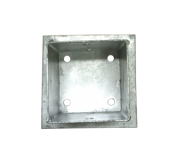 Paalhouder met voetplaat 81x81mm voor 8x8cm paal, vuurverzinkt staal