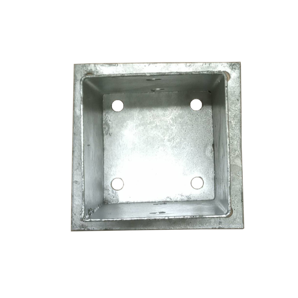 Paalhouder met voetplaat 81x81mm voor 8x8cm paal, vuurverzinkt staal