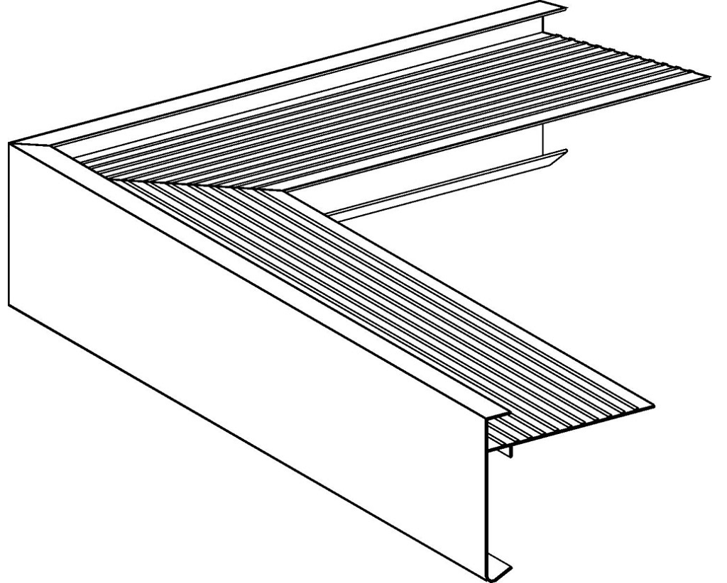 Aluminium daktrim buitenhoek 60x64mm met verbindingsplaatje zwart